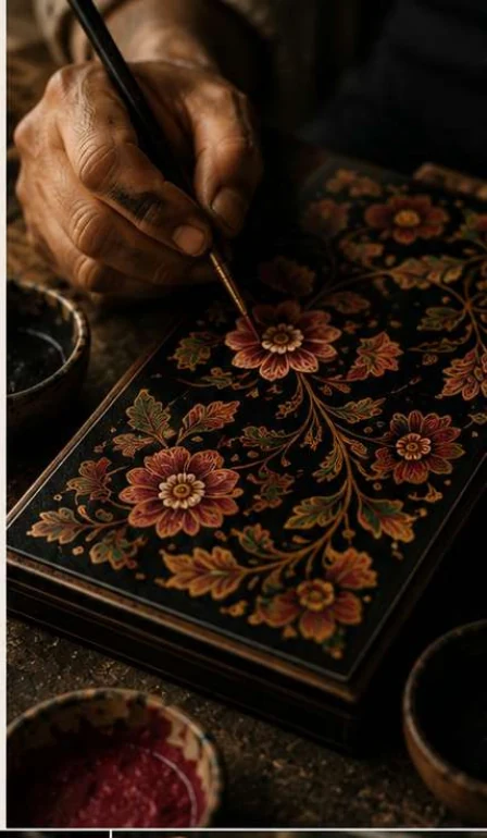 Artesano pintando una pieza a mano